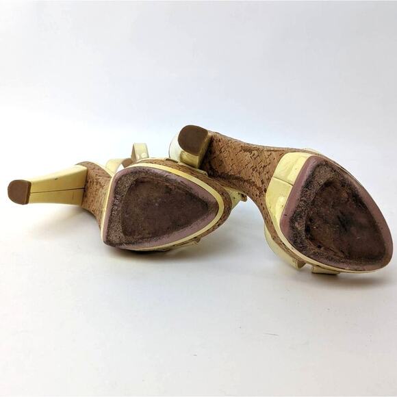 PRADA Canary Yellow Cork Platform Heels - 8 - Picture 9 of 10